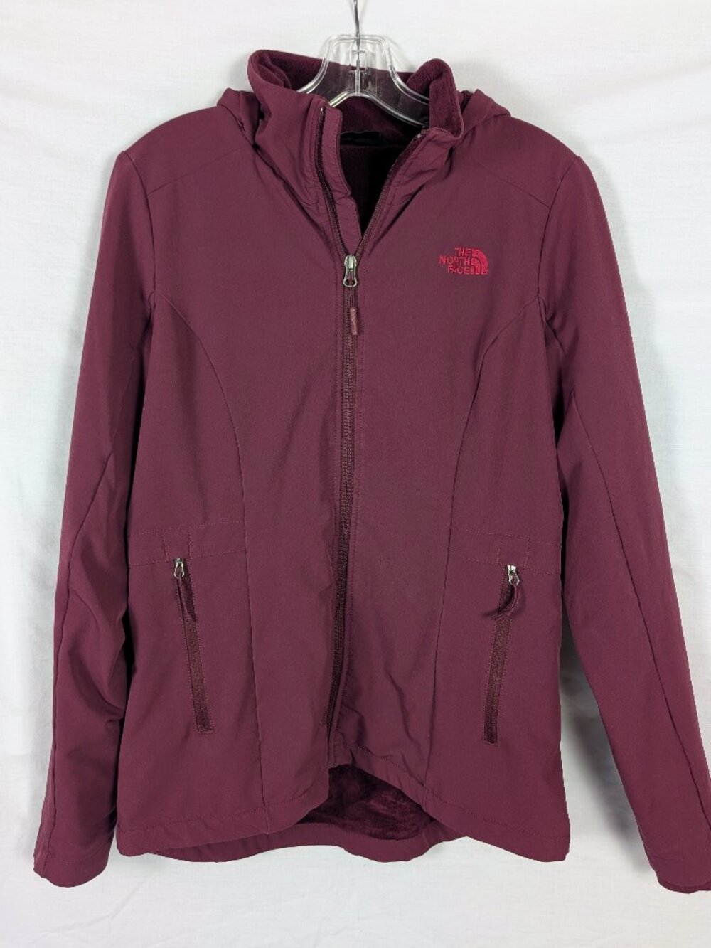 The North Face Shelbe Raschel Hoodie WindWall Softshell Jacket Womens M Burgundy